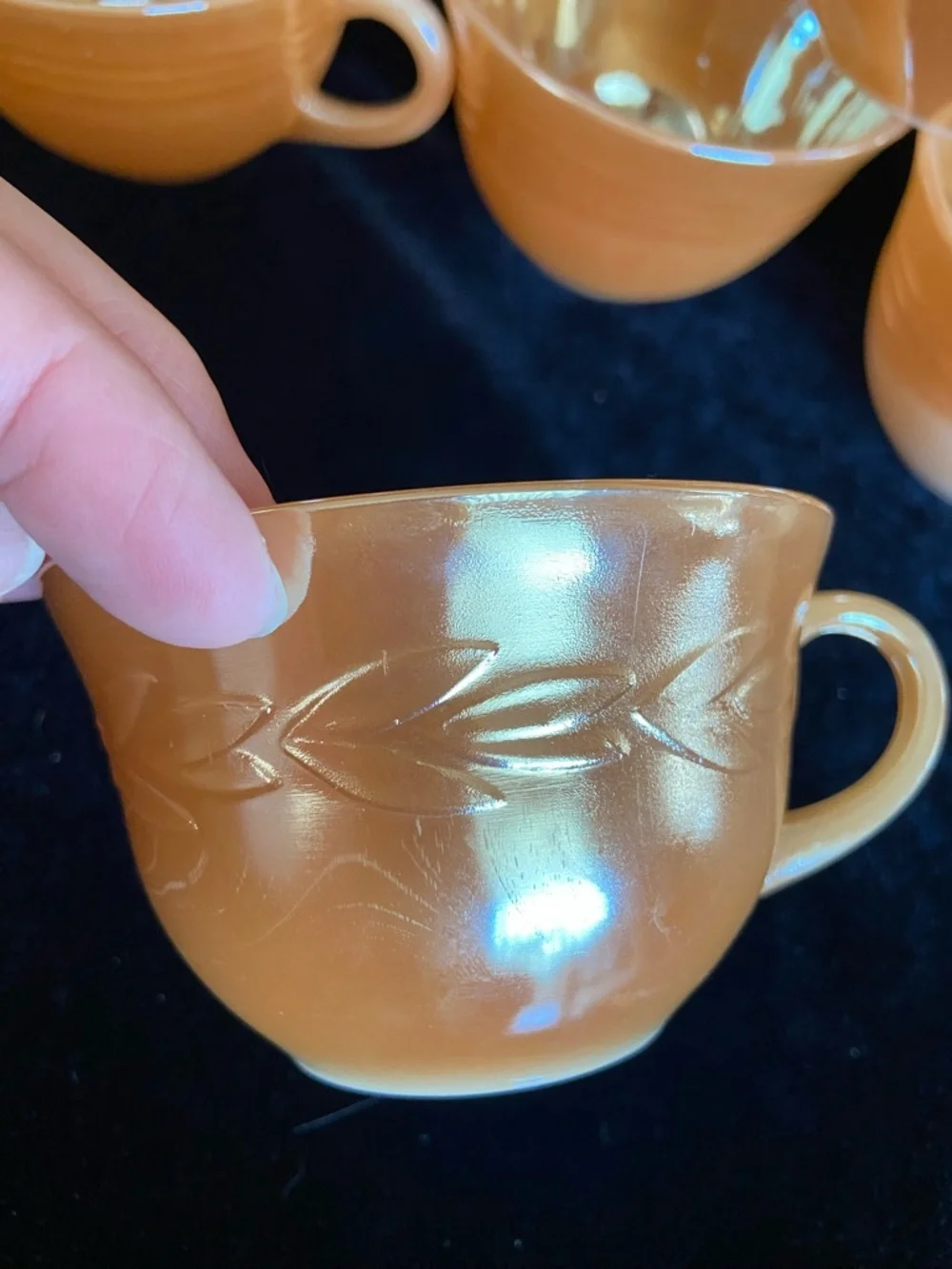 Lot of 8 FIRE KING Marigold Peach Luster Coffee Tea Cups READ